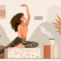 Yoga Flow Mural Wallpaper — Bohemian Botanical Illustration Mural Wallpaper - room preview 02