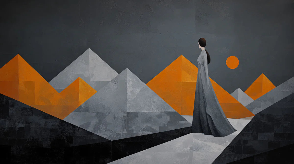 Minimalist Geometric Landscape Mural Wallpaper — Abstract Art Mural Wallpaper - room preview 02