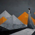 Minimalist Geometric Landscape Mural Wallpaper — Abstract Art Mural Wallpaper - room preview 02