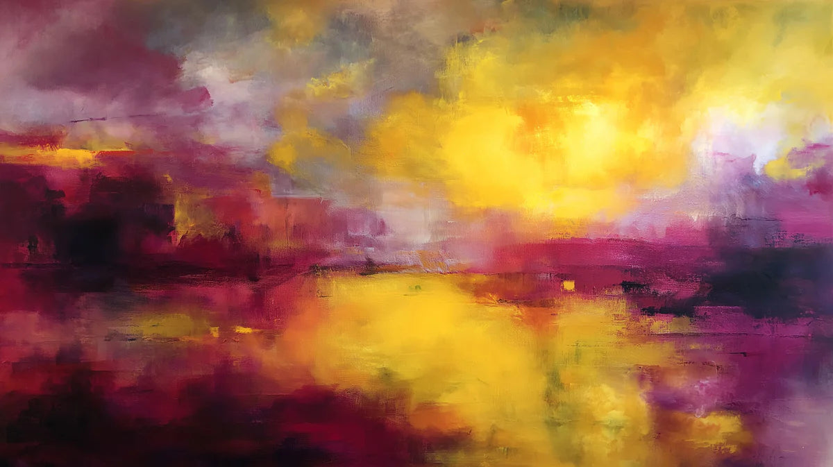 Sun-Drenched Abstract Brushstroke Mural Wallpaper - room preview 02