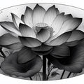 Lotus Blossom Engraving Mural Wallpaper — Sophisticated Monochrome Mural Wallpaper - room preview 02