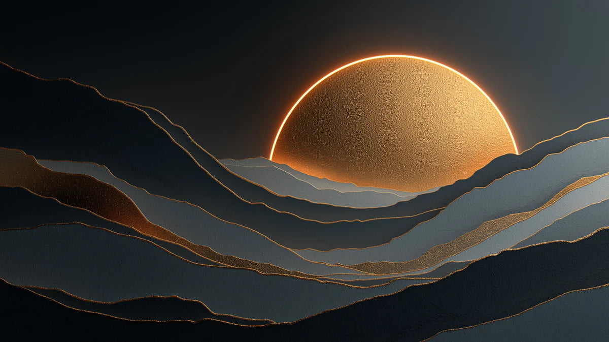 Golden Horizon Landscape Mural Wallpaper — Minimalist Abstract Mural Wallpaper - room preview 02