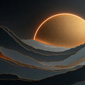 Golden Horizon Landscape Mural Wallpaper — Minimalist Abstract Mural Wallpaper - room preview 02