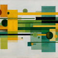 Bauhaus Inspired Abstract Mural Wallpaper — Mid Century Modern Art Mural Wallpaper - room preview 02