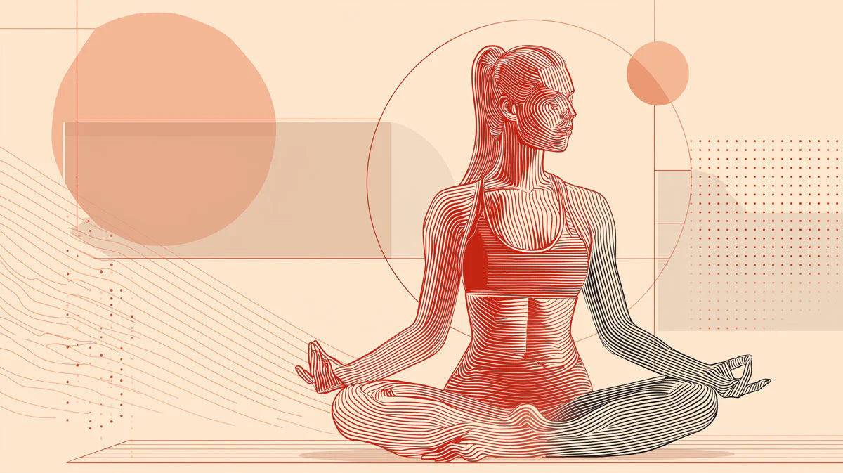 Meditative Yoga Pose Line Art Mural Wallpaper — Minimalist Zen Mural Wallpaper - room preview 02