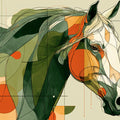 Abstract Equine Mural Wallpaper in Sage Green and Burnt Orange Mural Wallpaper - room preview 02