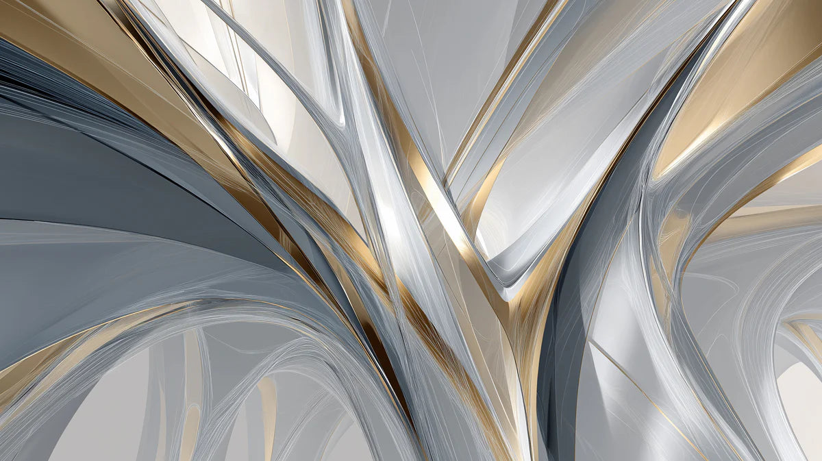 Metallic Fluid Waves Mural Wallpaper — Modern Abstract Art Mural Wallpaper - room preview 02