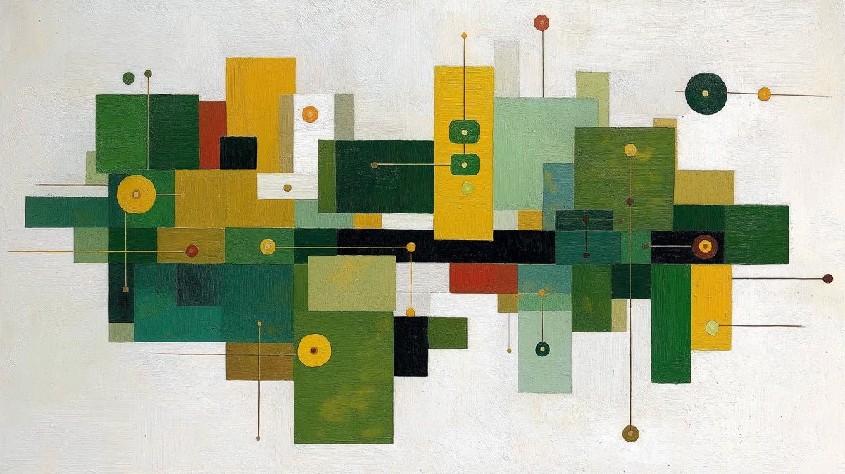 Abstract Mid-Century Geometric Mural Wallpaper — Playful Shapes Mural Wallpaper - room preview 02