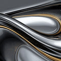 Metallic Flow Abstract Mural Wallpaper — Silver and Gold Swirls Mural Wallpaper - room preview 02