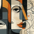 Cubist Portrait Mural Wallpaper — Abstract Geometric Art Mural Wallpaper - room preview 02