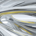 Metallic Silver and Ochre Yellow Fluid Swirls Mural Wallpaper - room preview 02