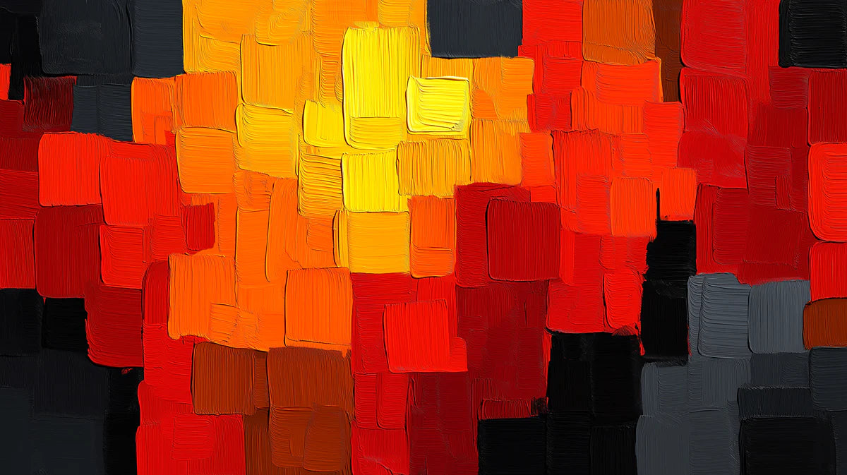 Abstract Impasto Cube Mural Wallpaper — Vibrant Warm Block Art Mural Wallpaper - room preview 02