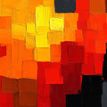 Abstract Impasto Cube Mural Wallpaper — Vibrant Warm Block Art Mural Wallpaper - room preview 02