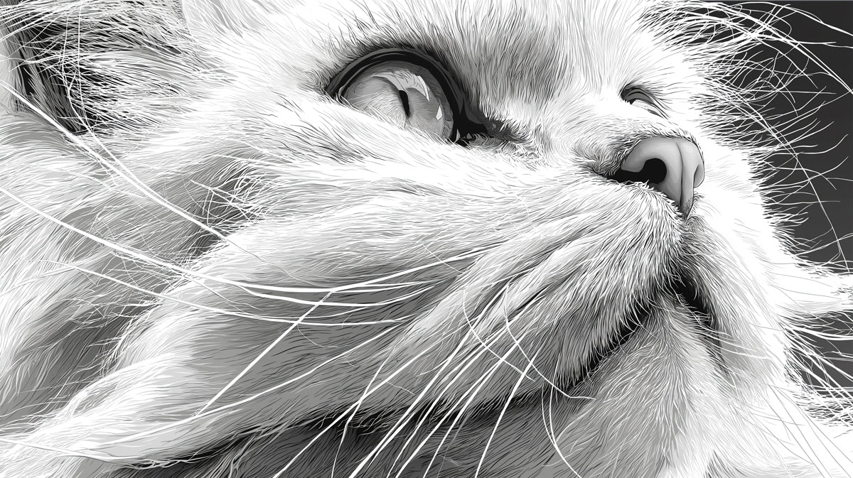 Majestic Feline Portrait Mural Wallpaper — Monochrome Art Decor Mural Wallpaper - room preview 02