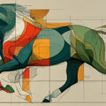 Abstract Galloping Horse Mural Wallpaper — Dynamic Equine Art Mural Wallpaper - room preview 02