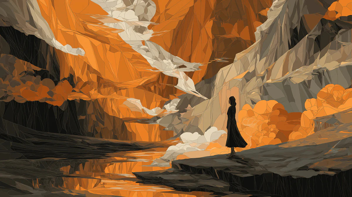 Abstract Canyon Landscape Mural Wallpaper — Modern Geometric Art Mural Wallpaper - room preview 02