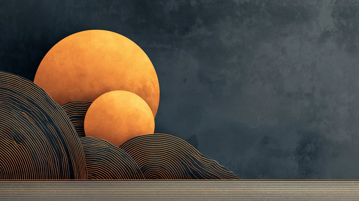Golden Sunset Abstract Mural Wallpaper — Minimalist Landscape Mural Wallpaper - room preview 02