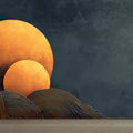Golden Sunset Abstract Mural Wallpaper — Minimalist Landscape Mural Wallpaper - room preview 02