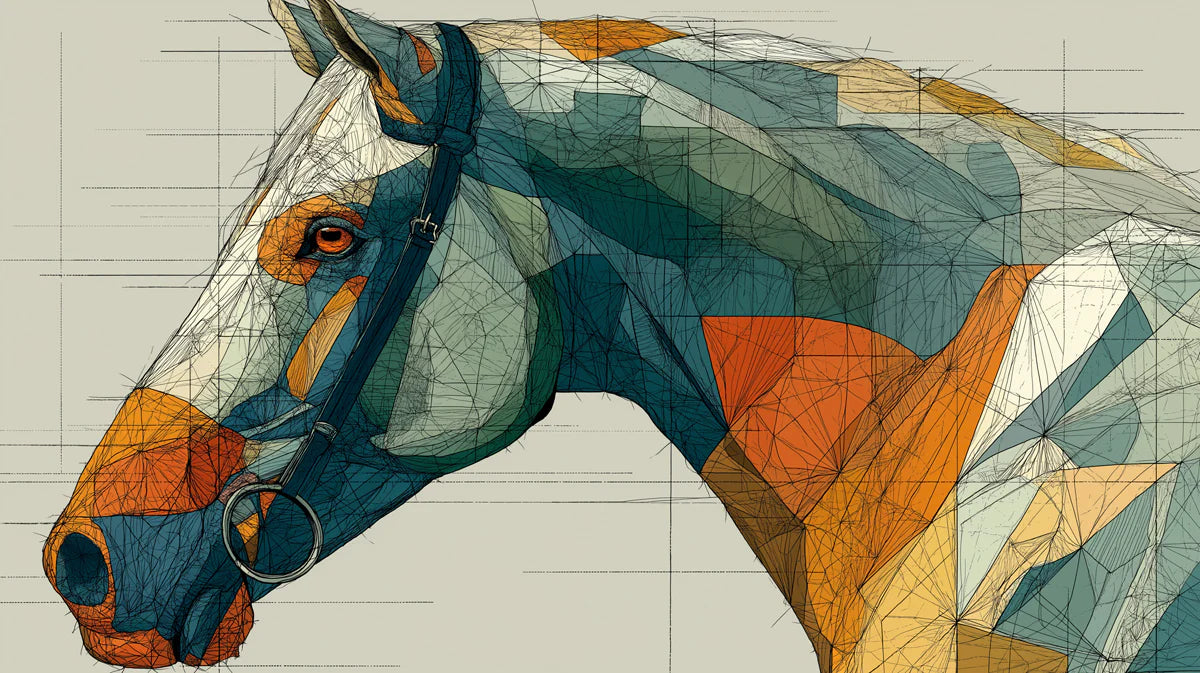 Geometric Horse Portrait Mural Wallpaper — Modern Equine Art Mural Wallpaper - room preview 02