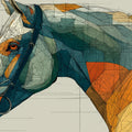 Geometric Horse Portrait Mural Wallpaper — Modern Equine Art Mural Wallpaper - room preview 02