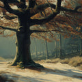 Autumn Oak Forest Path Mural Wallpaper — Impressionistic Woodland Mural Wallpaper - room preview 02