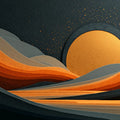 Abstract Golden Sun Horizon Mural Wallpaper — Modern Layered Landscape Mural Wallpaper - room preview 02