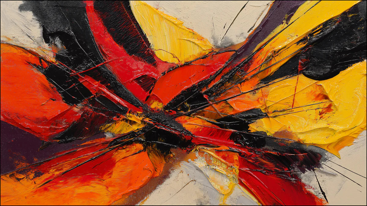 Abstract Impasto Brushstroke Mural Wallpaper — Vibrant Art Mural Wallpaper - room preview 02