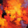 Fiery Abstract Paint Mural Wallpaper — Vibrant Impasto Brushstrokes Mural Wallpaper - room preview 02
