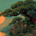 Japanese Temple Pagoda Mural Wallpaper with Sunset Glow Mural Wallpaper - room preview 02