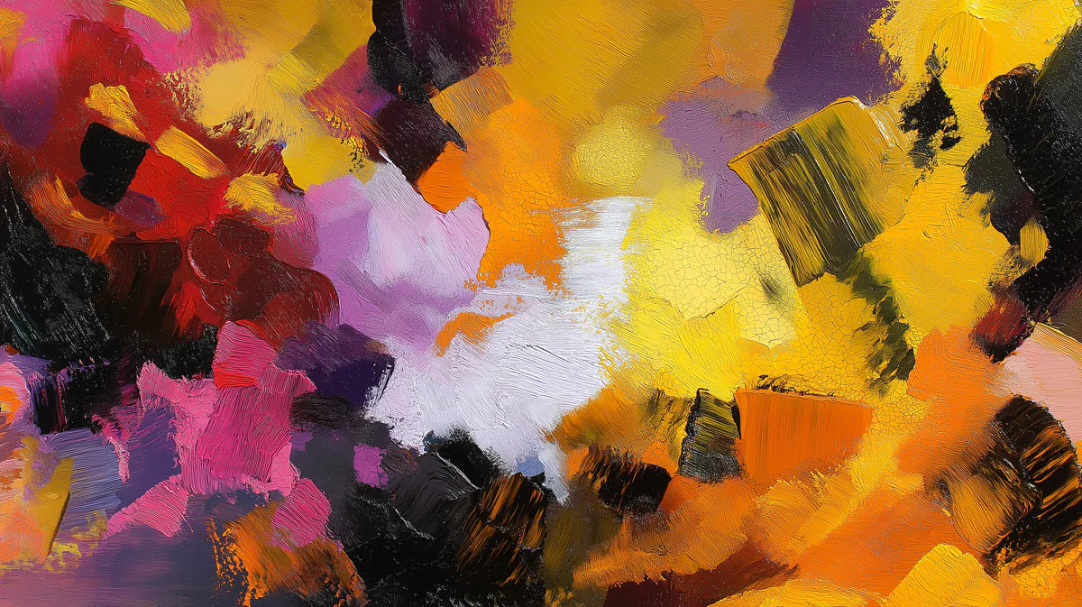 Abstract Impasto Brushstroke Mural Wallpaper — Vibrant Art Mural Wallpaper - room preview 02
