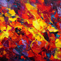 Fiery Impasto Abstract Mural Wallpaper — Vibrant Palette Knife Art Mural Wallpaper - room preview 02