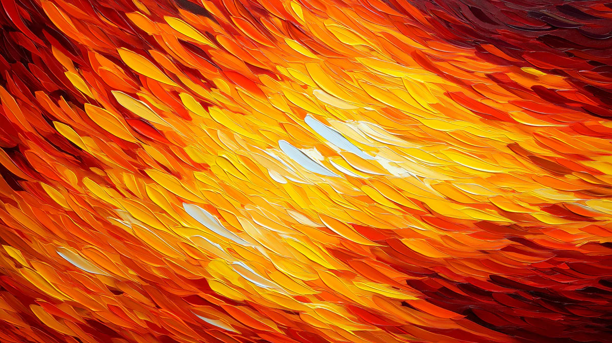 Fiery Impasto Abstract Mural Wallpaper — Vibrant Brushstroke Art Mural Wallpaper - room preview 02