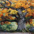 Autumn Oak Impressionist Mural Wallpaper — Rich Forest Landscape Mural Wallpaper - room preview 02