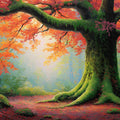 Autumn Oak Forest Mural Wallpaper — Impressionistic Tree Scene Mural Wallpaper - room preview 02