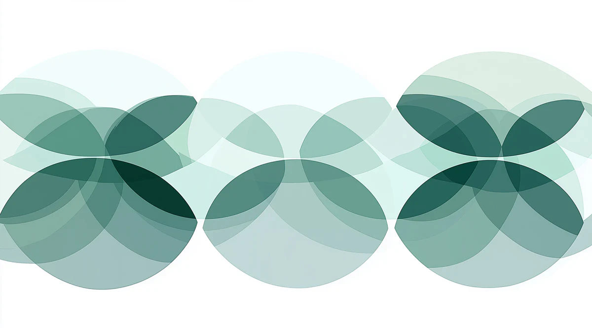 Overlapping Circles Mural Wallpaper — Modern Geometric Teal Design Mural Wallpaper - room preview 02