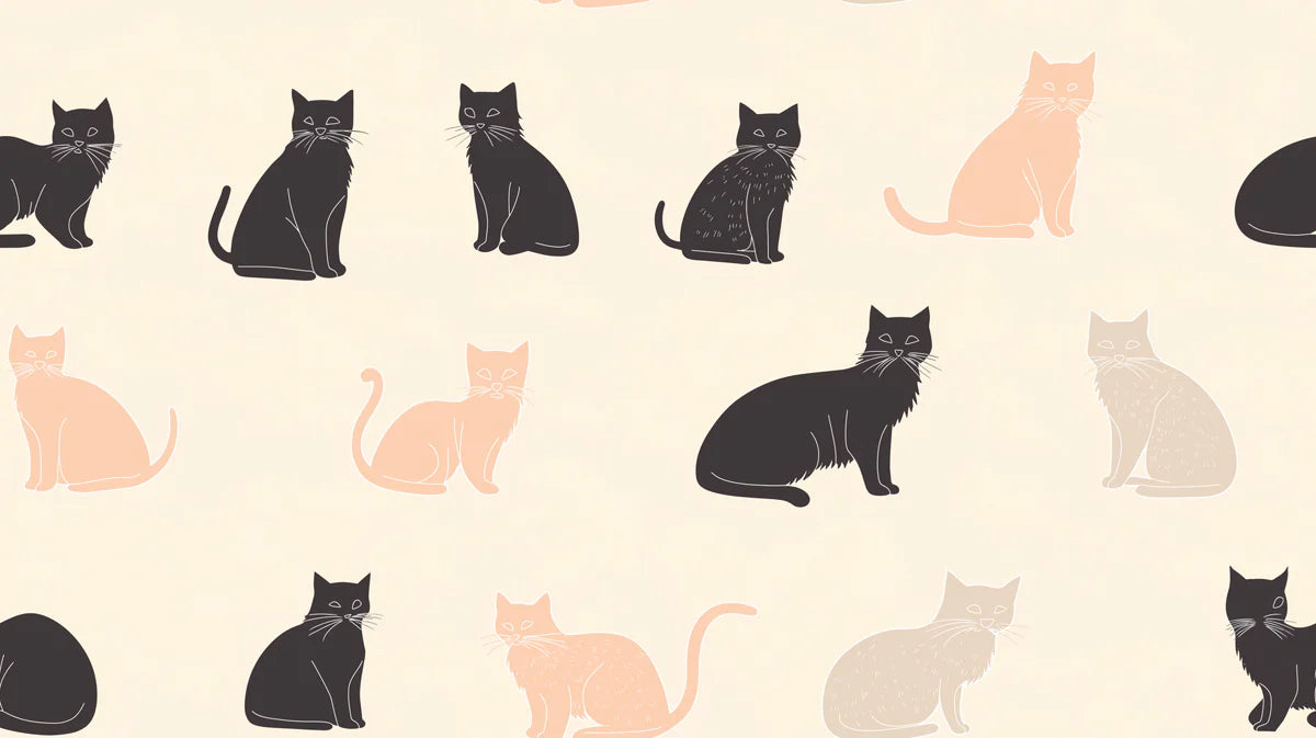 Minimalist Feline Friends Mural Wallpaper — Soft Earthy Tones Mural Wallpaper - room preview 02