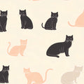 Minimalist Feline Friends Mural Wallpaper — Soft Earthy Tones Mural Wallpaper - room preview 02
