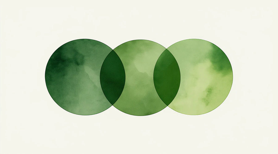 Abstract Wallpaper Mural – Modern Art Wall Mural – Interlocking Green Circles — Modern Minimalist Art printable artwork
