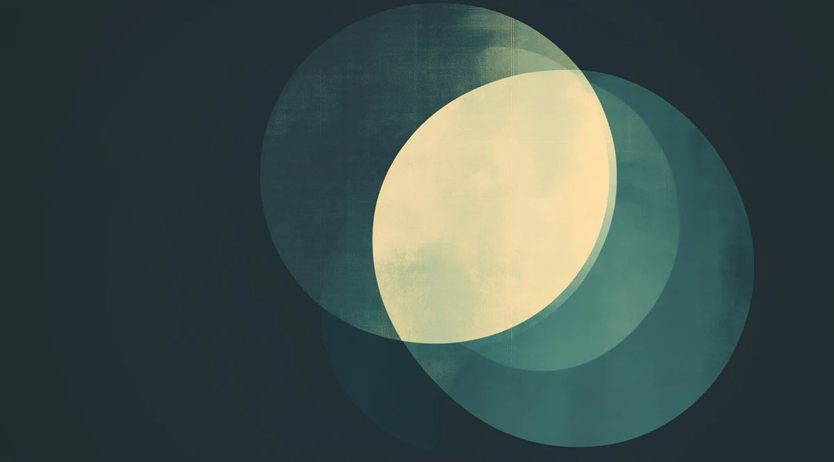 Abstract Intersecting Ovals Mural Wallpaper in Teal and Ochre Mural Wallpaper - room preview 02