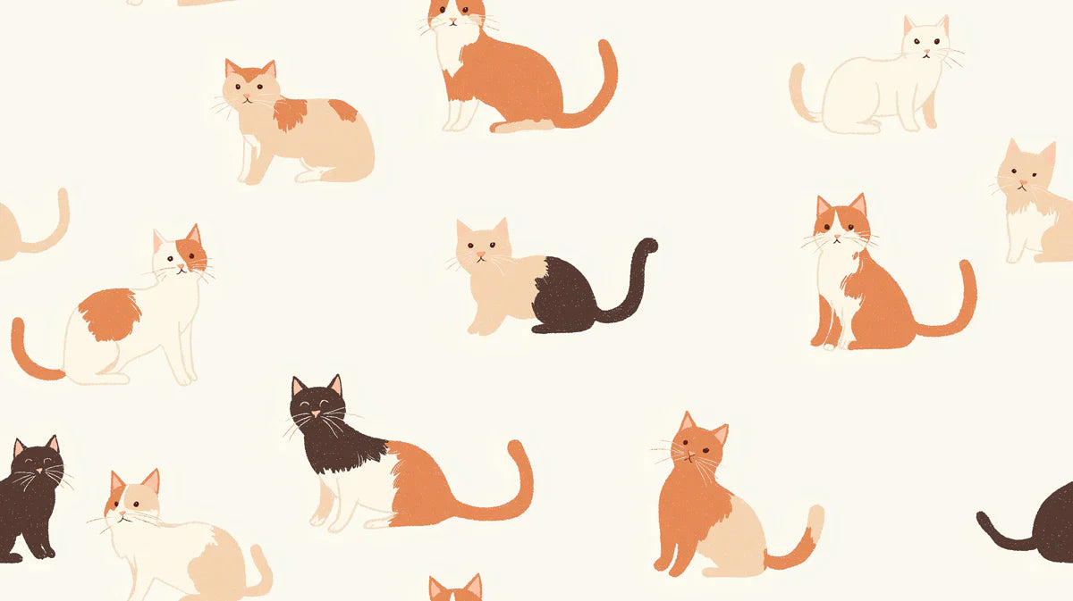 Illustrated Cat Friends Mural Wallpaper — Whimsical Home Decor Mural Wallpaper - room preview 02