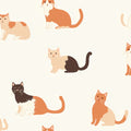 Illustrated Cat Friends Mural Wallpaper — Whimsical Home Decor Mural Wallpaper - room preview 02