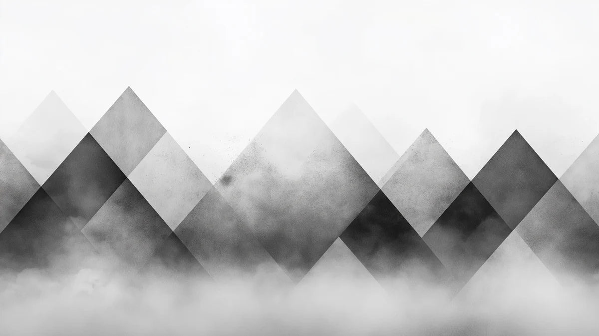 Geometric Misty Mountain Mural Wallpaper — Minimalist Landscape Mural Wallpaper - room preview 02