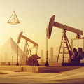 Industrial Desert Oil Rig Mural Wallpaper — Minimalist Low Poly Art Mural Wallpaper - room preview 02