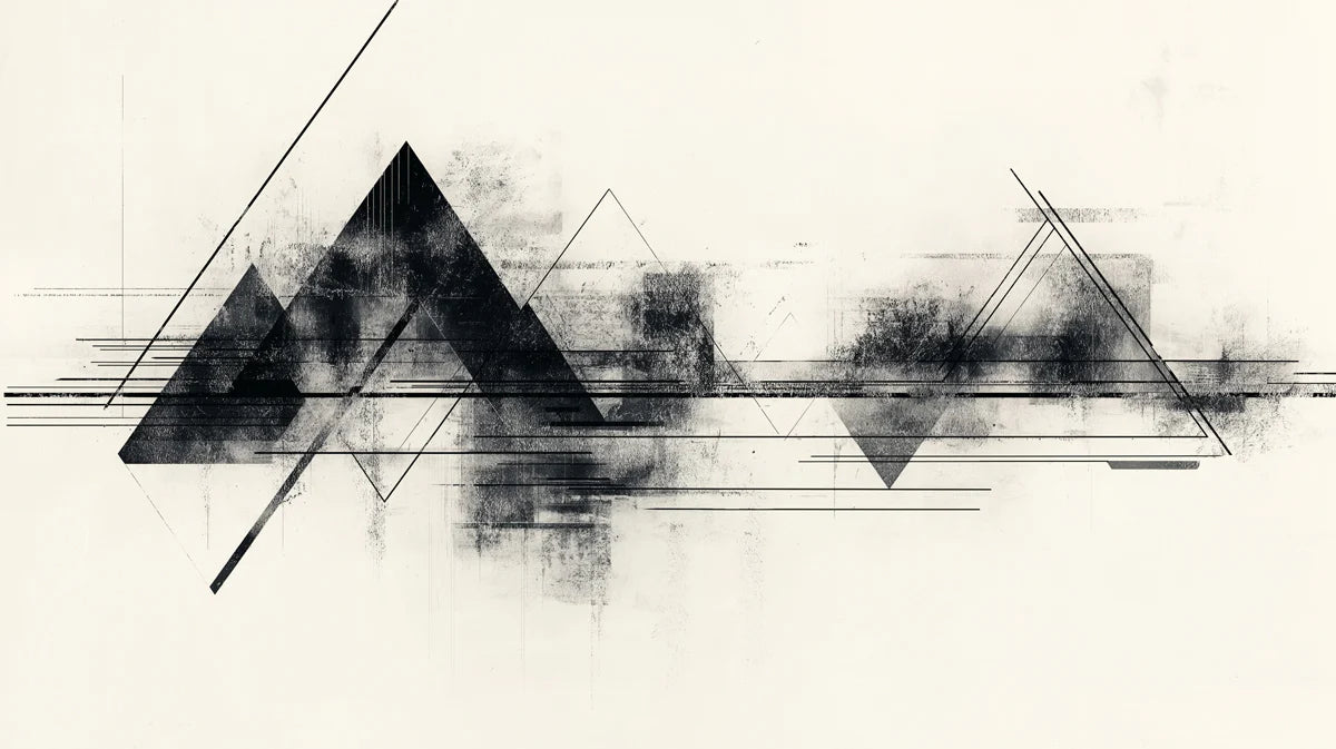 Abstract Geometric Mountain Mural Wallpaper — Minimalist Ink Landscape Mural Wallpaper - room preview 02