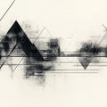Abstract Geometric Mountain Mural Wallpaper — Minimalist Ink Landscape Mural Wallpaper - room preview 02