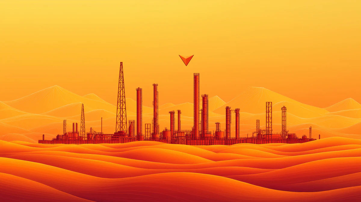 Industrial Desertscape Mural Wallpaper — Warm Sunset Horizon Mural Wallpaper - room preview 02