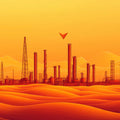 Industrial Desertscape Mural Wallpaper — Warm Sunset Horizon Mural Wallpaper - room preview 02