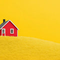 Minimalist Red House on Golden Hill Mural Wallpaper - room preview 02