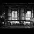Industrial Factory Hall Mural Wallpaper — Monochrome Urban Art Mural Wallpaper - room preview 02