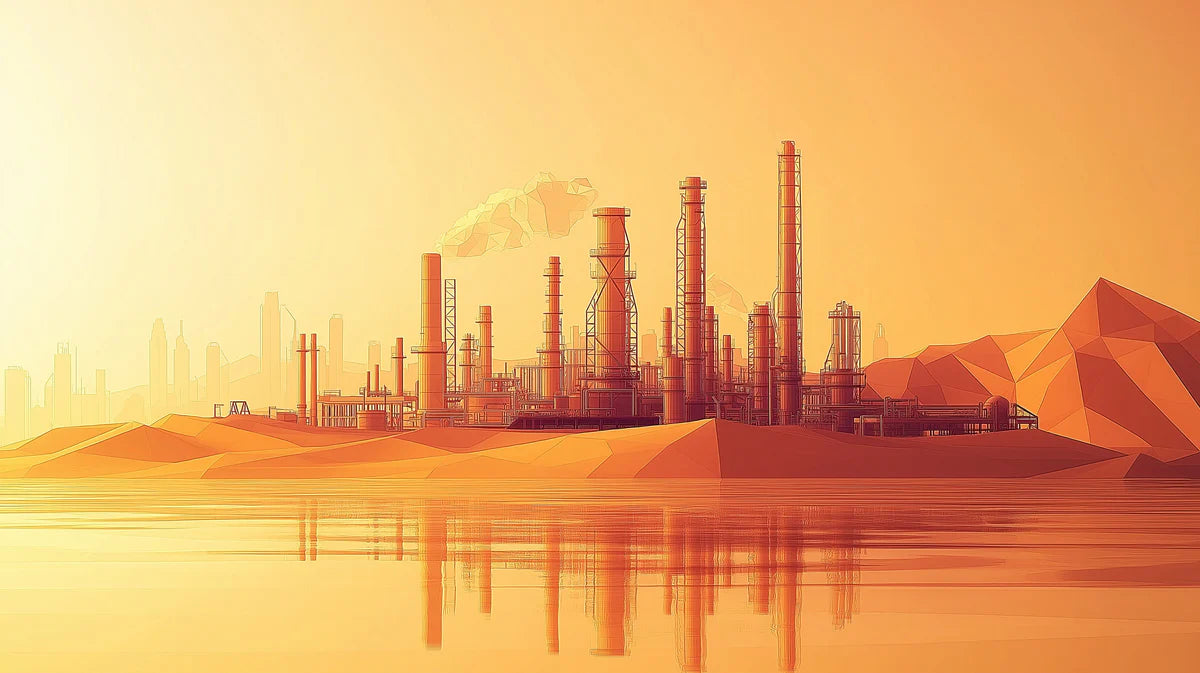 Abstract Industrial Refinery Mural Wallpaper — Sunset Horizon Mural Wallpaper - room preview 02